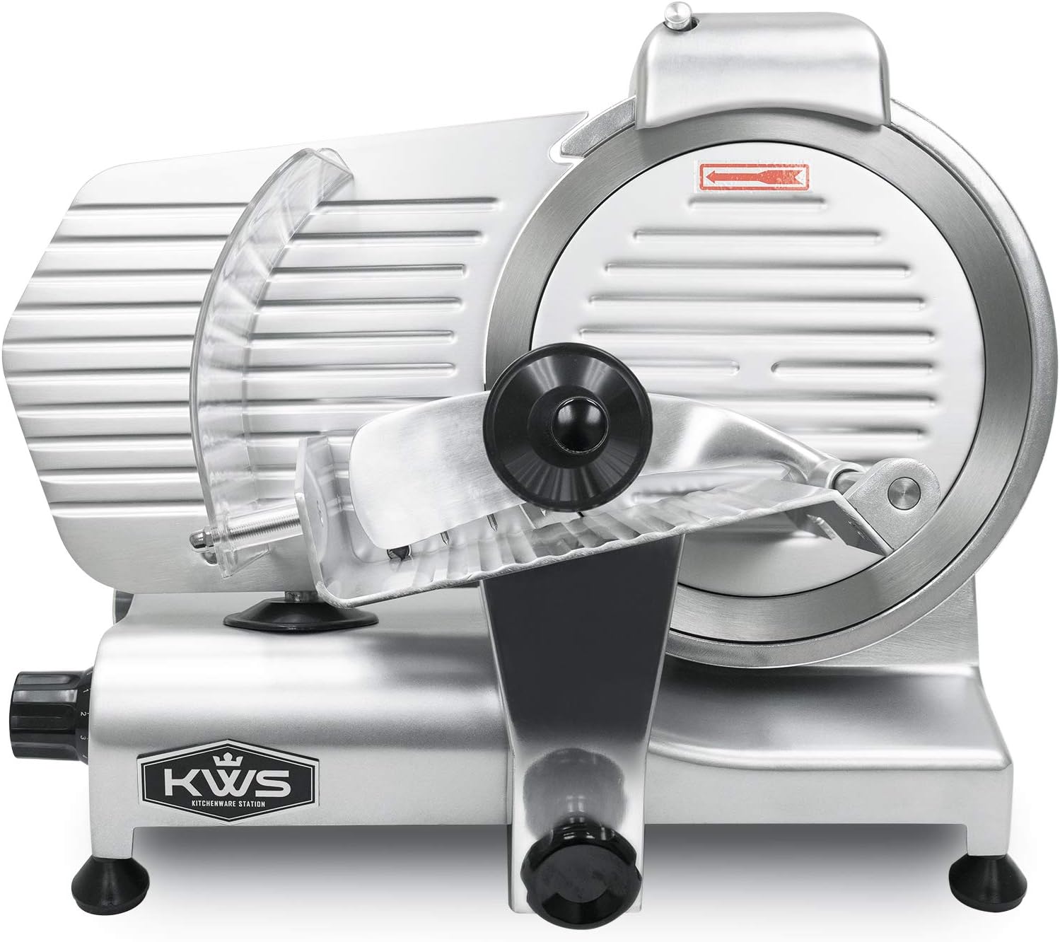 KWS 10NS Commercial 10 Meat Slicer, 320W High-Torque Motor, Precision Stainless Steel Blade, Deli-Style Thin Slicing, Built-In Sharpener, Heavy-Duty Aluminum Body for Meat, Cheese & Semi-Frozen Foods