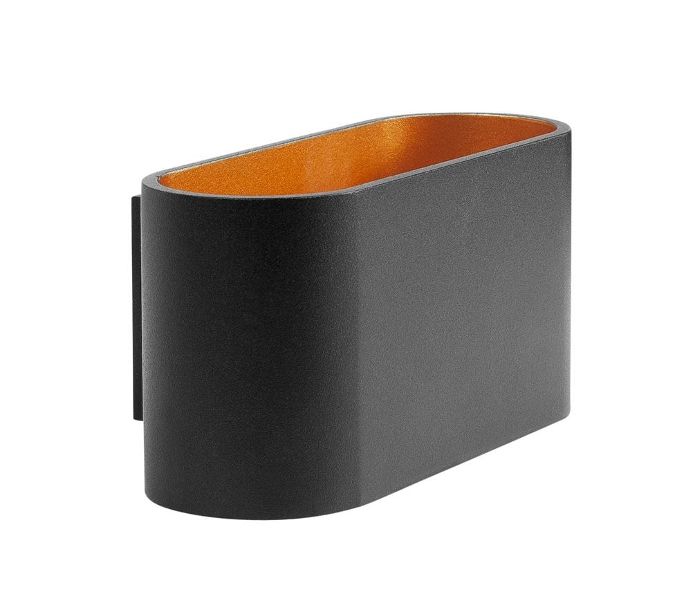Highlight wandlamp Oval - 1 lichts - 8x 8 cm - zwart goud