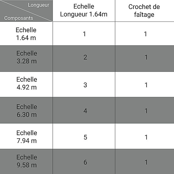 Echelle de couvreur de 9,58m de longueur : échelle avec crochets de toit. - EVOKLIP/390/958