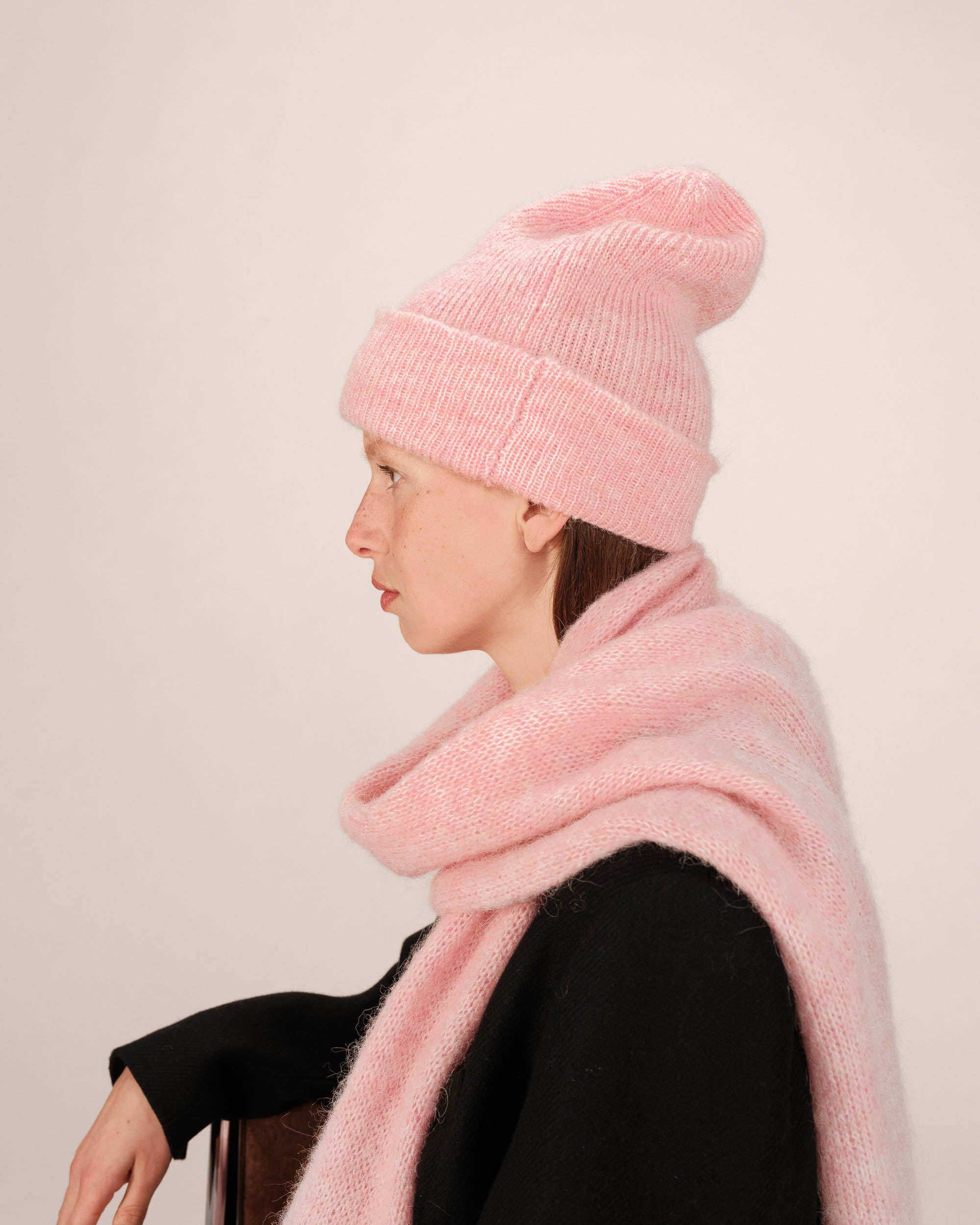Bonnet en laine cristal rose Sagittaire