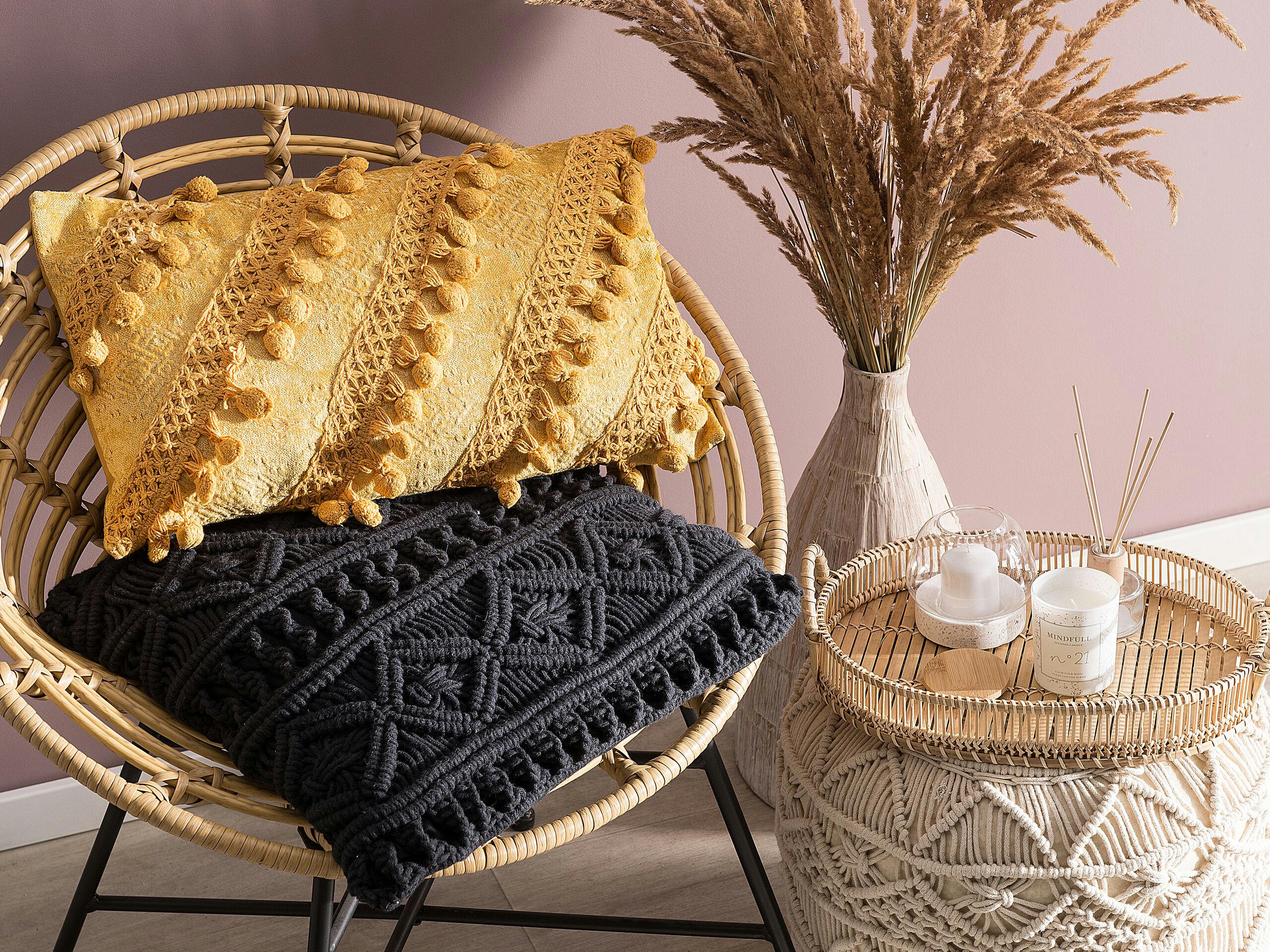 AYROOR 2ER SET - Lot de 2 coussin décoratifs en tissu jaune 30x10cm