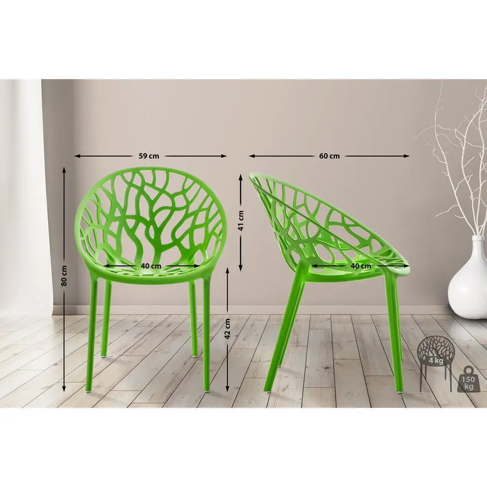 CLP Set van 4 Tuinstoel Hope Kunststof - groen