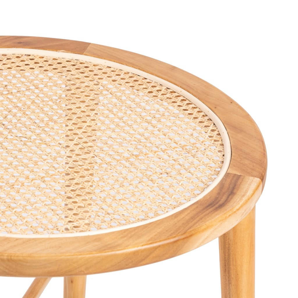 VENTOX - Table ronde en bois de manguier et cannage