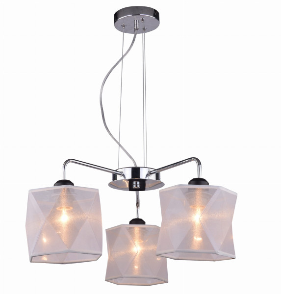 Lampa wisząca chromowana-biała NOSJA 3xE27x40W wym: 115x58x58 cm Candellux