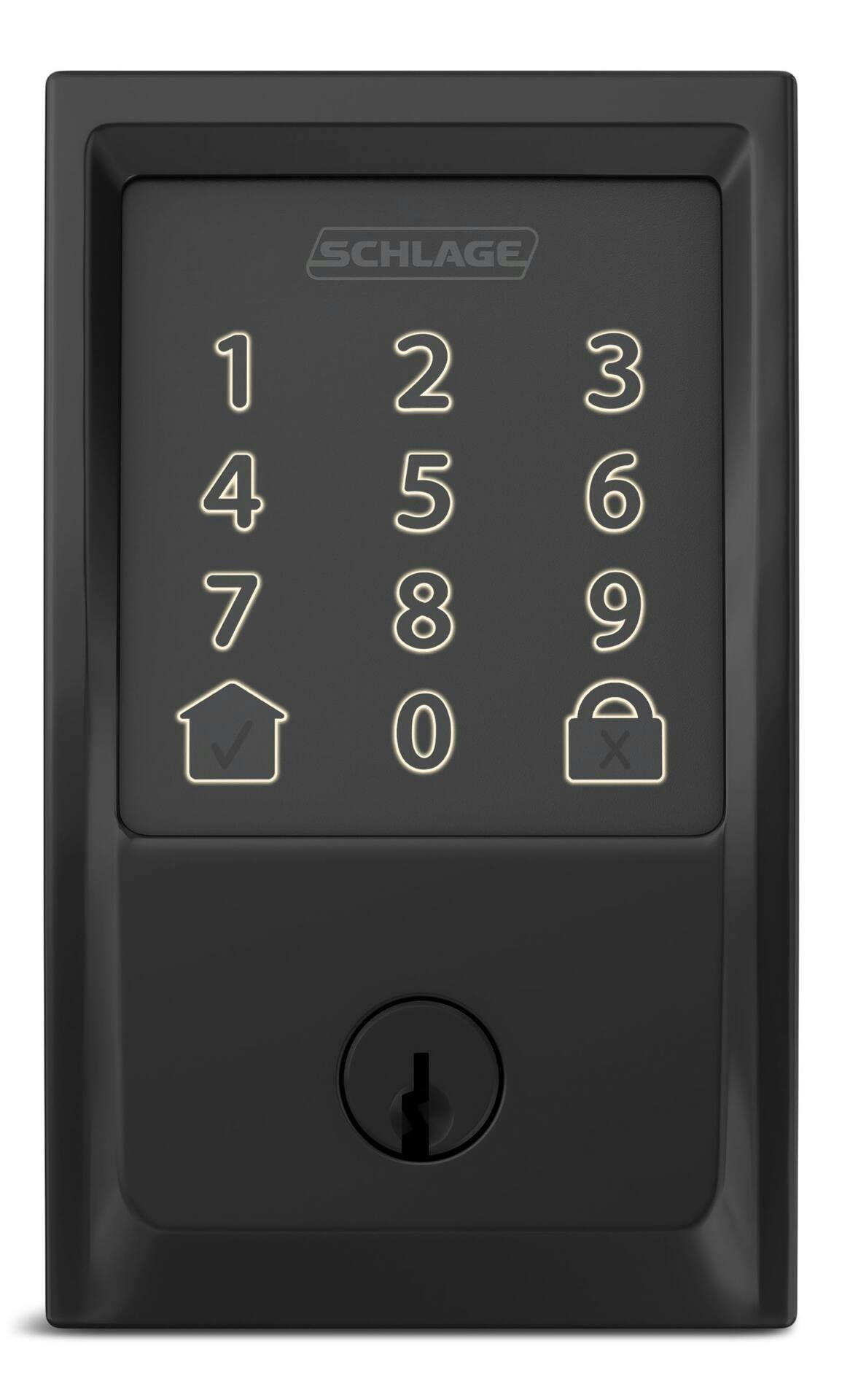 Schlage Encode Century Electronic Smart Touch-Screen Keypad Deadbolt Door Lock, Matte Black