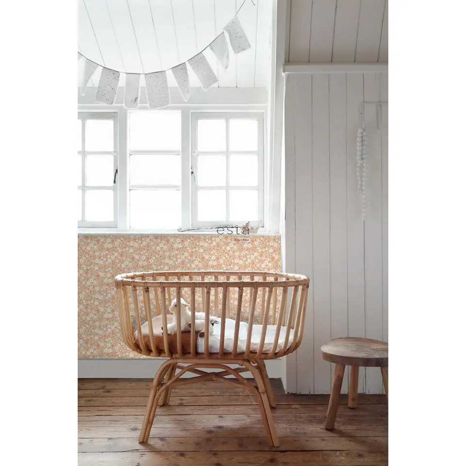 ESTAhome behang bloemetjes licht terracotta - 53 cm x 10.05 m