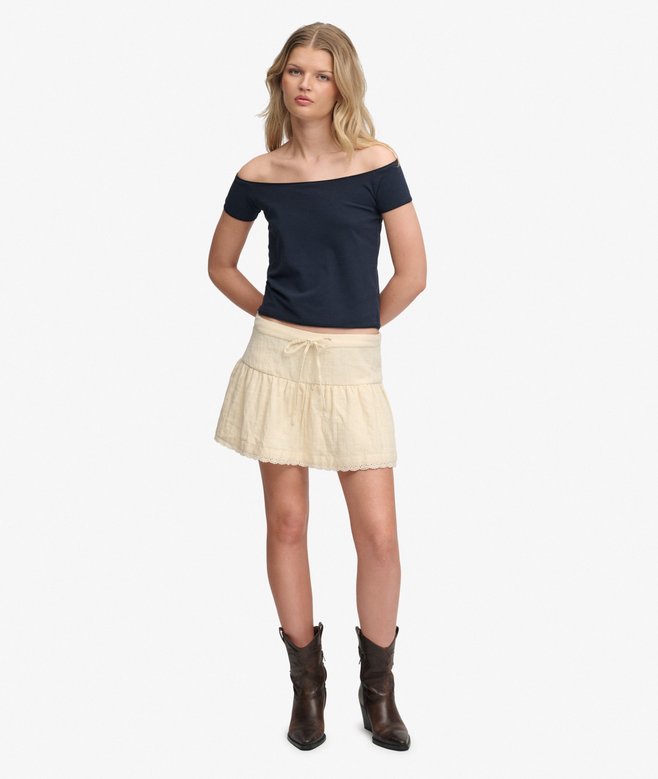 Broderie Trim Mini Skirt