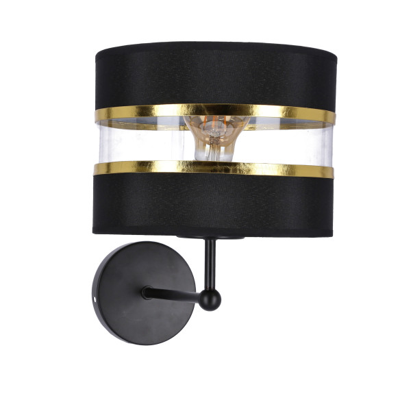 Lampa kinkiet ANDY czarny 1x40w e27 abażur czarny złoty