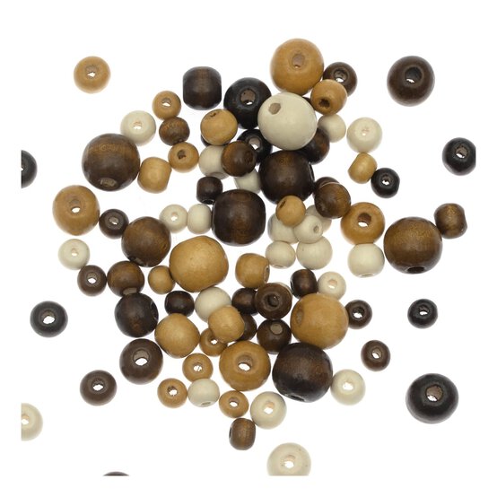 Mixed Round Wooden Beads 40g