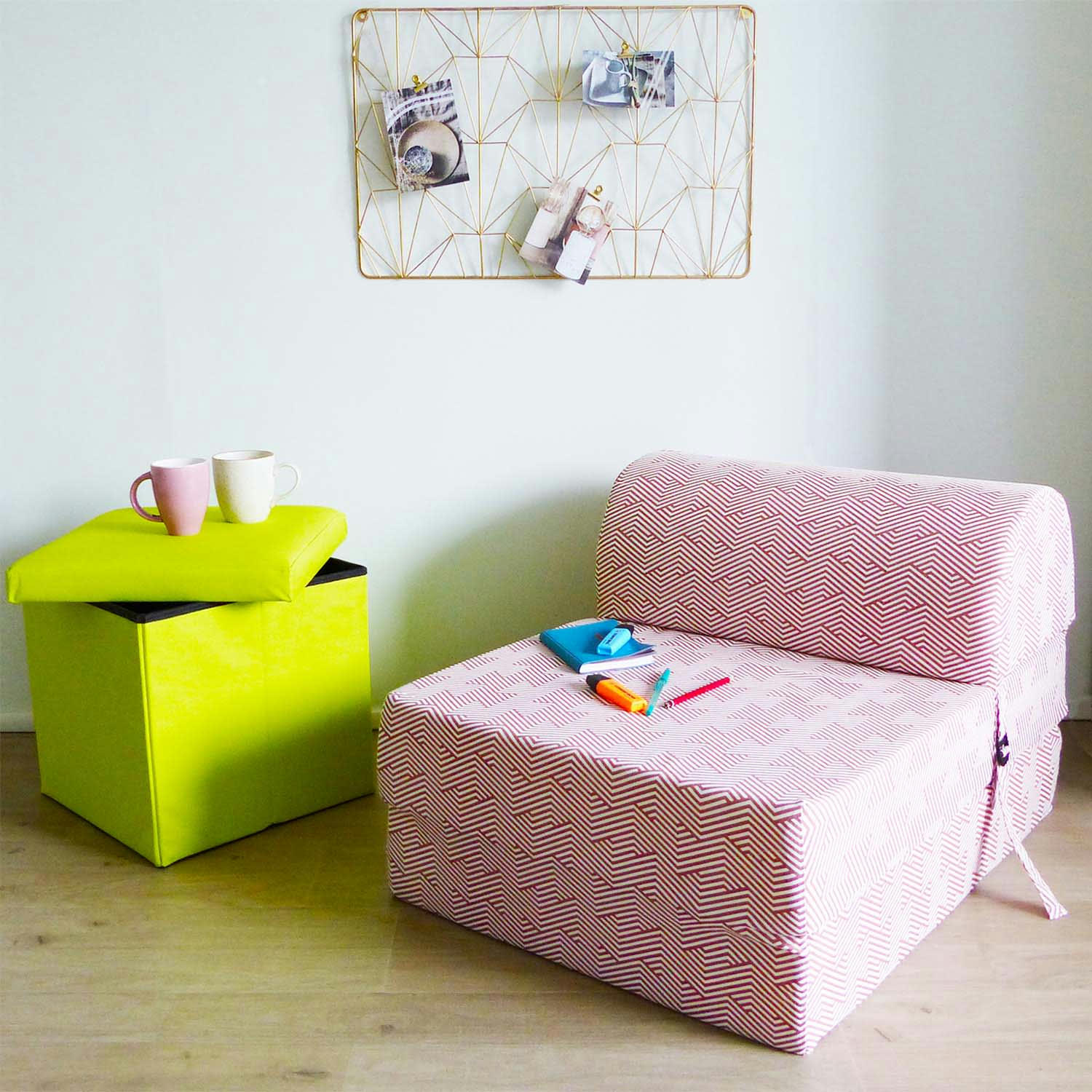 - Chauffeuse en coton chevron vieux rose