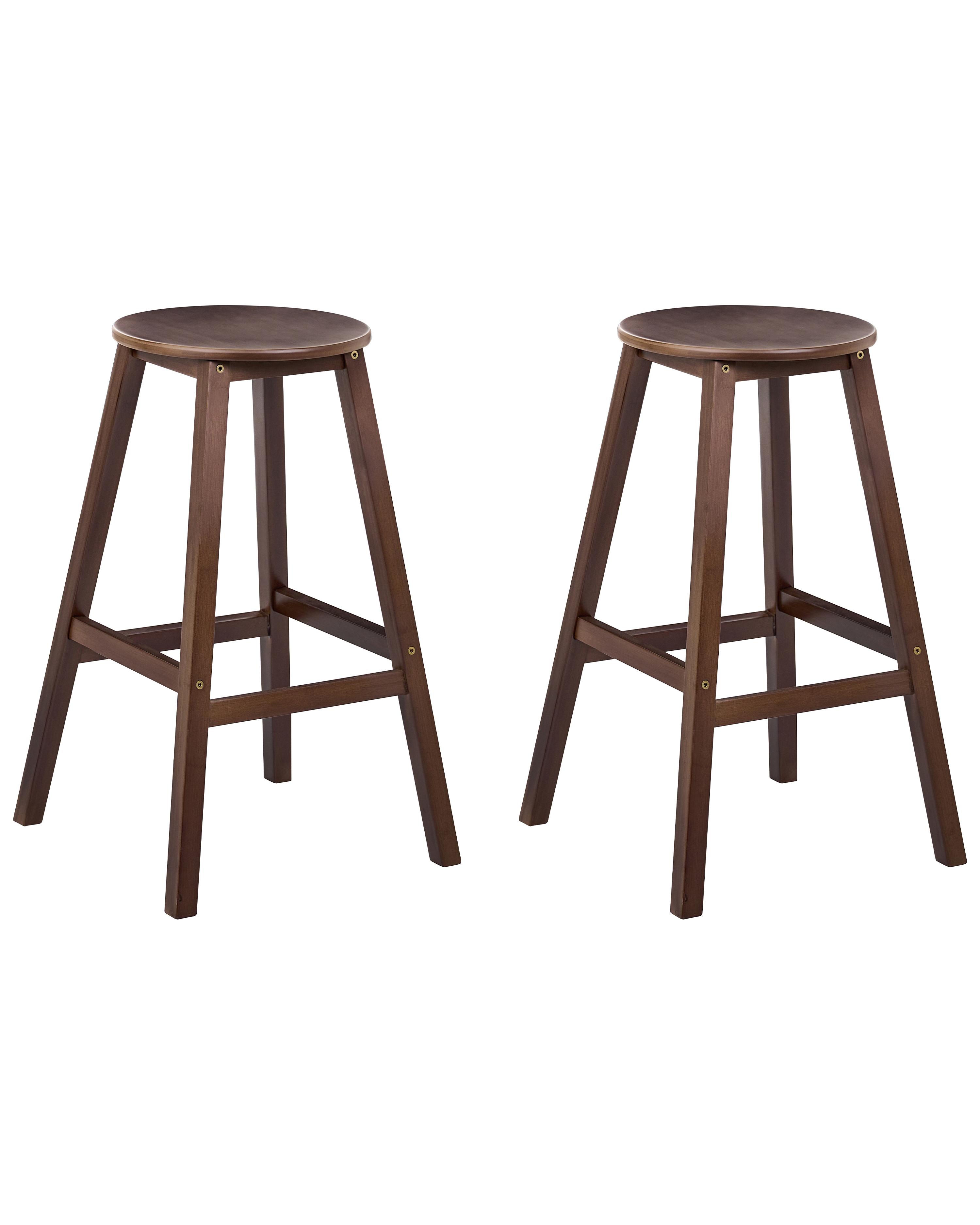 Set of 2 Bar Stools ANCELLE Bamboo Dark Brown