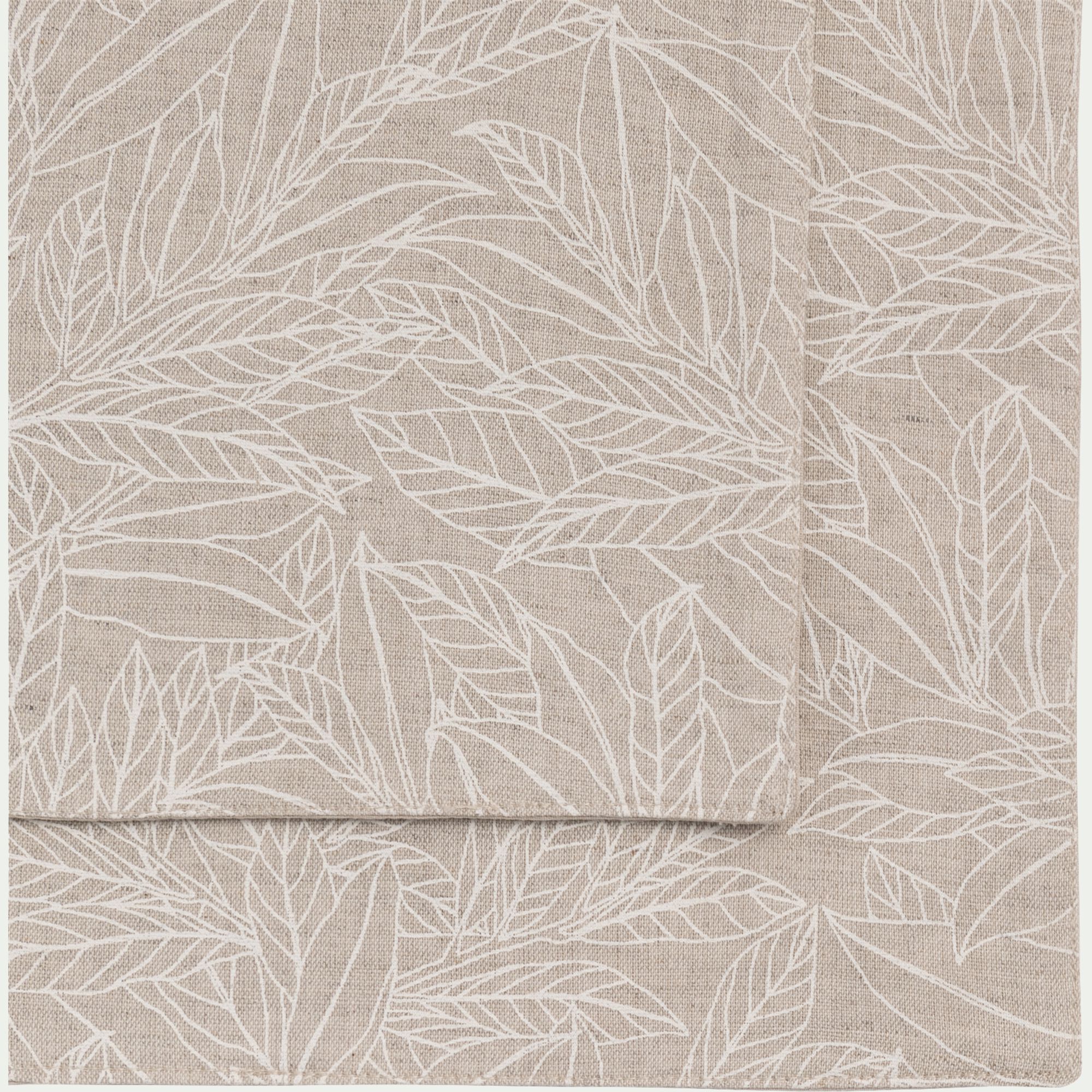 ST REMY - Lot de 2 sets de table en lin et coton motif laurier - beige 35x50cm