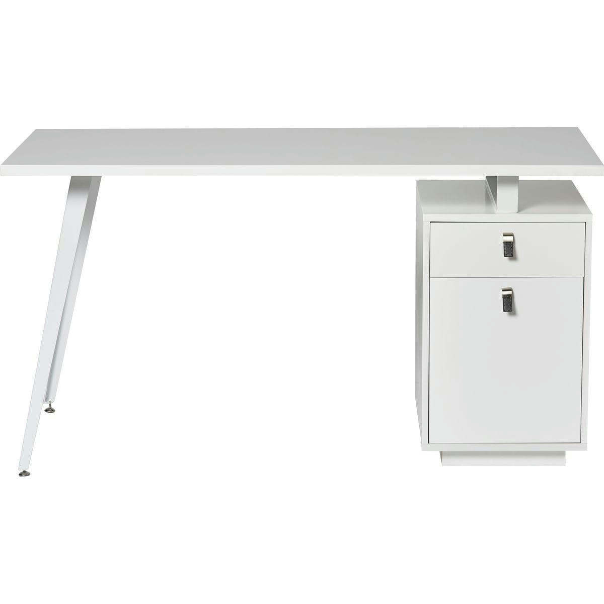 RANDY - Bureau avec caisson 1 porte 1 tiroir blanc 140 cm