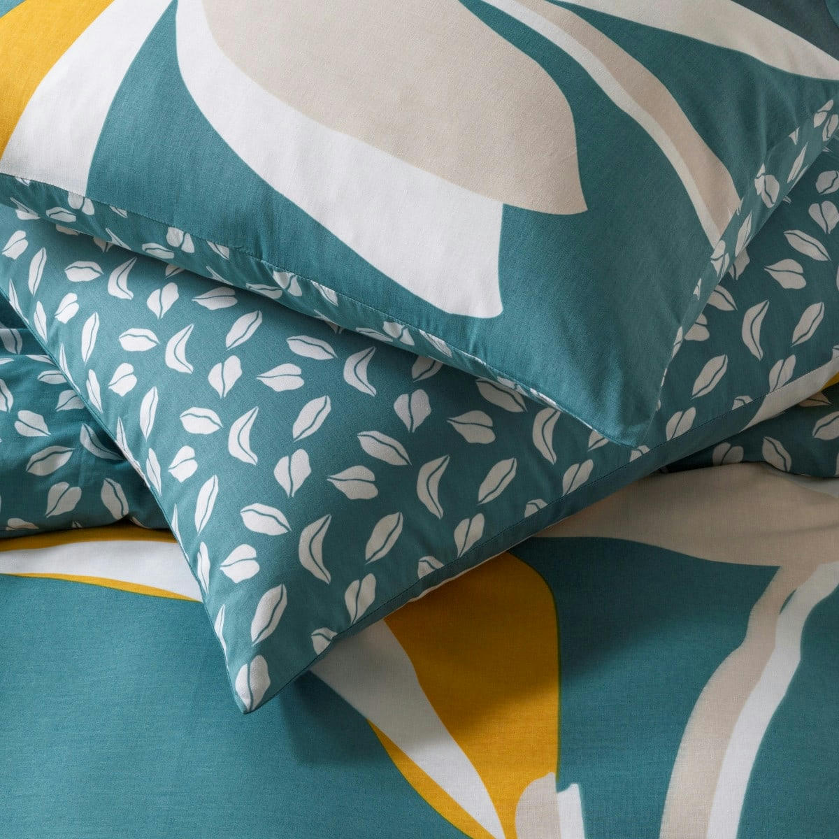 ODALIE - Parure de lit 2 personnes coton  imprimé vert 260x240cm