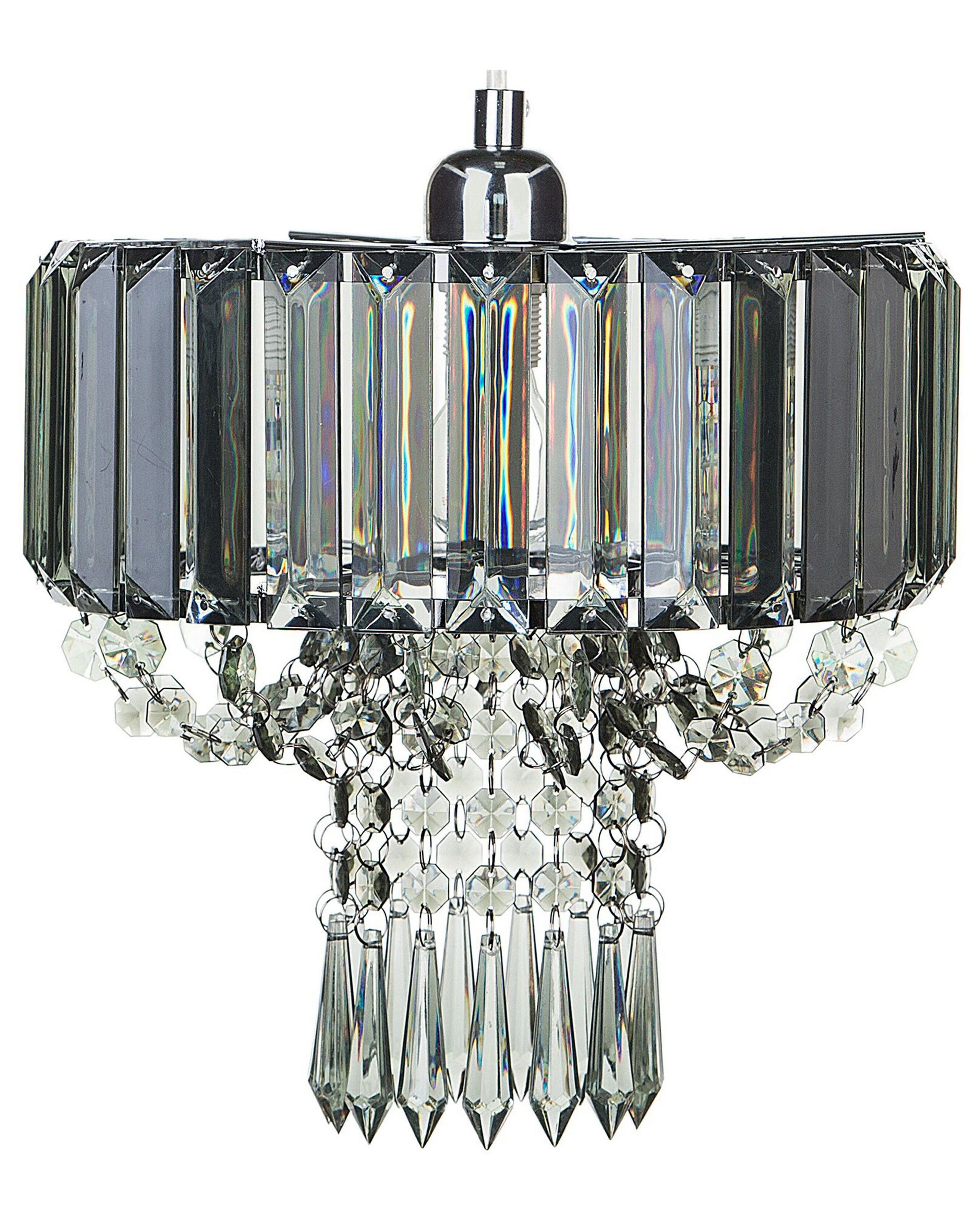 Lampa żyrandol kryształowy akryl metal szary