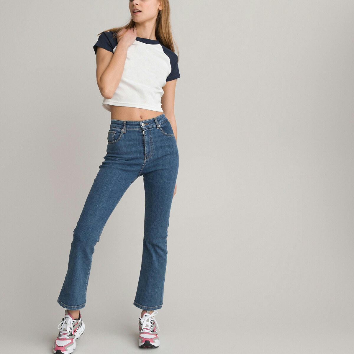 T-shirt cropped à col rond