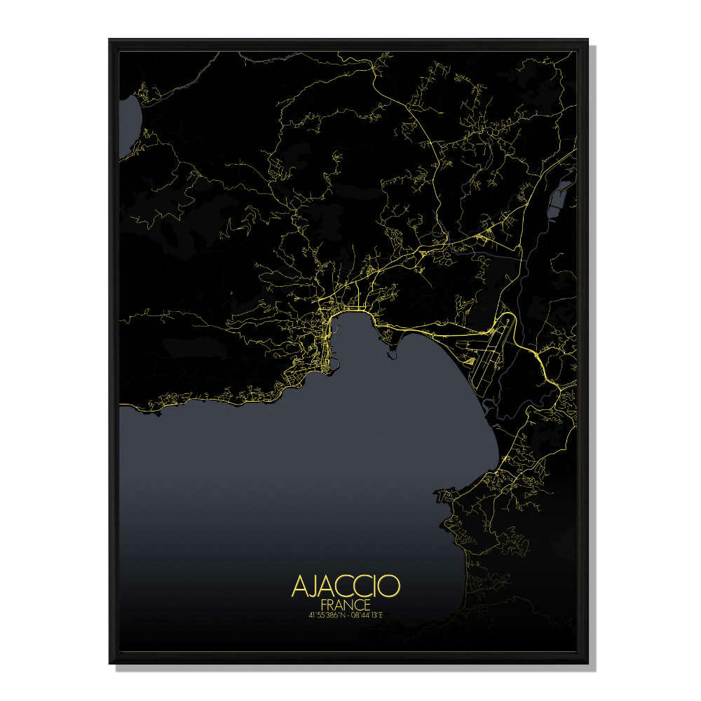- Affiche Ajaccio Carte Nuit 40x50