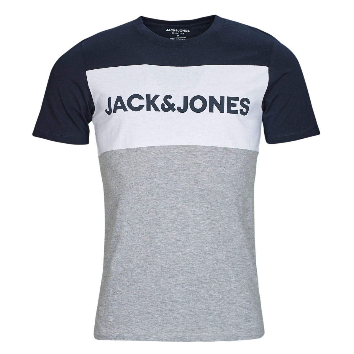 Jack & Jones - JJELOGO BLOCKING TEE - Marine / Grey / White