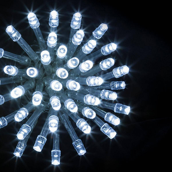 Guirlande lumineuse 100 led 10m avec timer extérieur blanc froid fil transparent - feeric lights &christmas