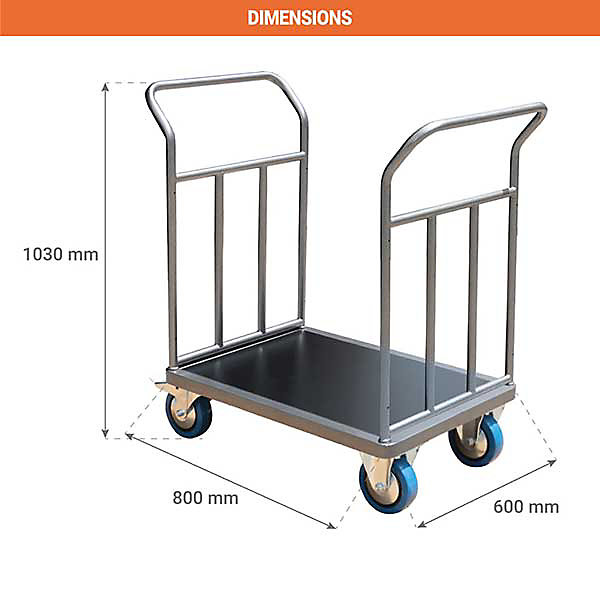 Chariot modulable avec 2 côtés renforcés - Plateau bois noir 800x600mm - Charge max 500kg - CHP2T2