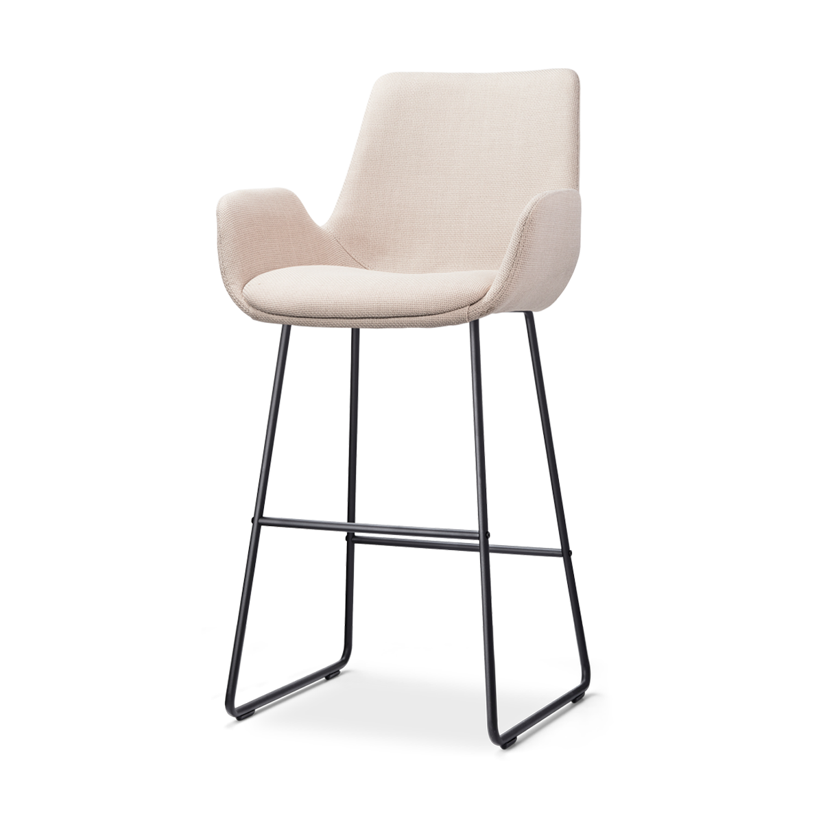 Nolon Nino-Eef Barkruk Beige - met Armleuning - Zwart - 75 cm