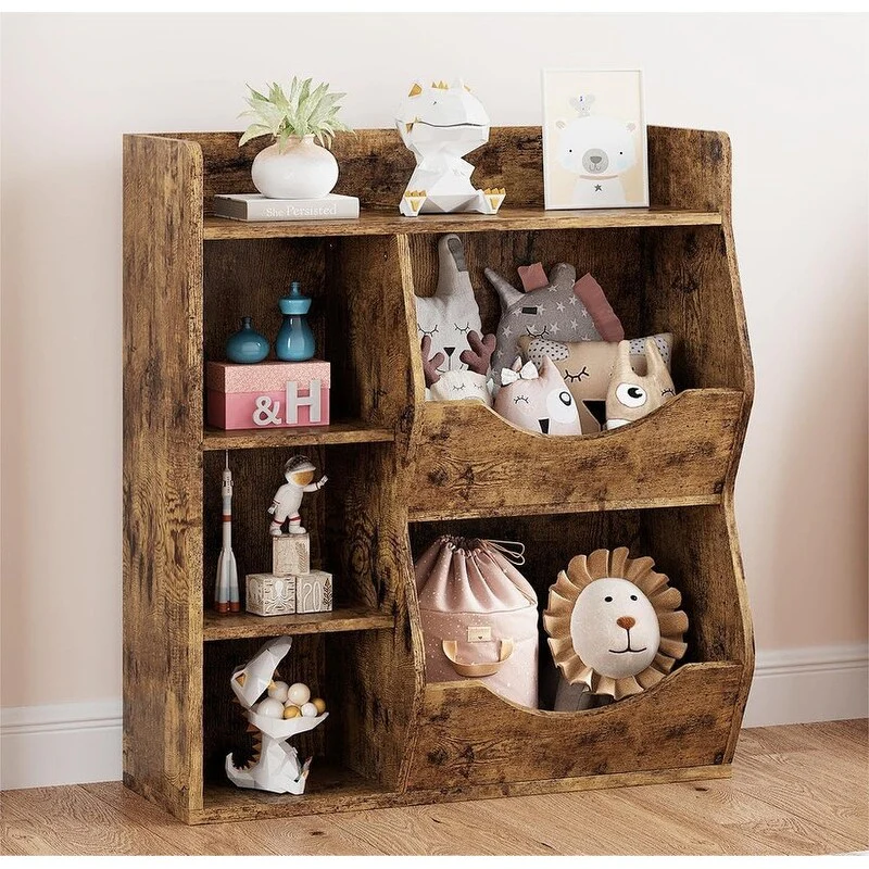 5-Cubby Kid's Bookcase and Bookshelf, Multi Toy Storage Organizer