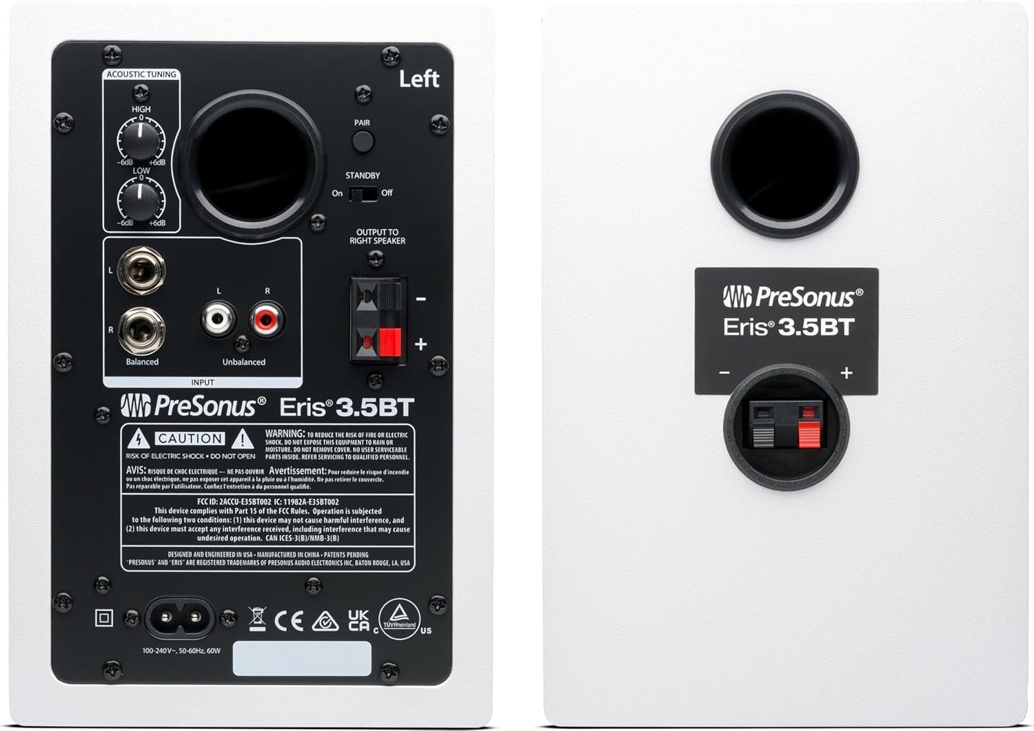 PreSonus Eris 3.5BT Studio Monitors, Pair — 3.5 Inch Powered Speakers, Bookshelf Speakers, Stereo, Desktop Computer, Near Field Music Production, Audio Mixing Recording