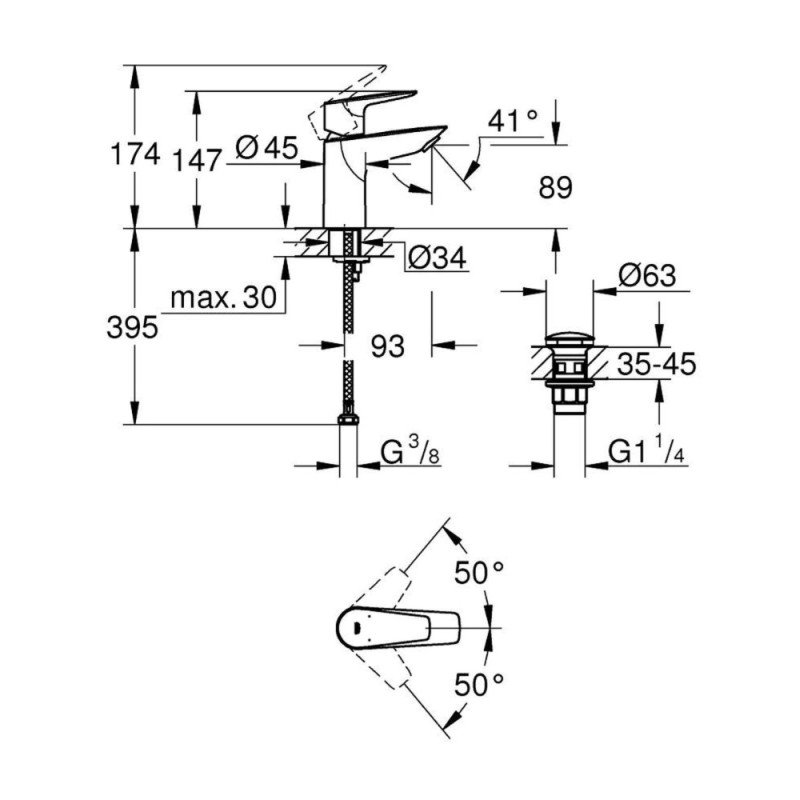 Mitigeur pour lavabo Start Edge S chrome GROHE