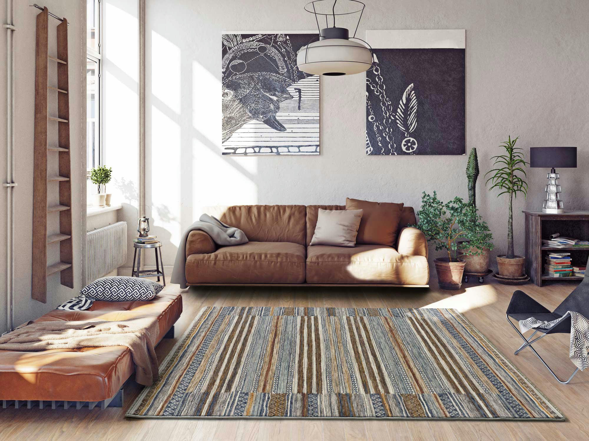 SAMARKAND - Tapis vintage avec finition frangée en couleurs terreuses, 160X230 cm