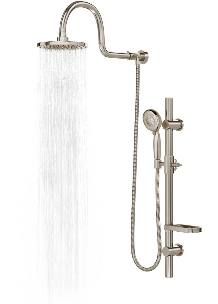 PULSE ShowerSpas Aqua Rain Shower System with Handheld Shower Head & Slide Bar, Brushed Nickel
