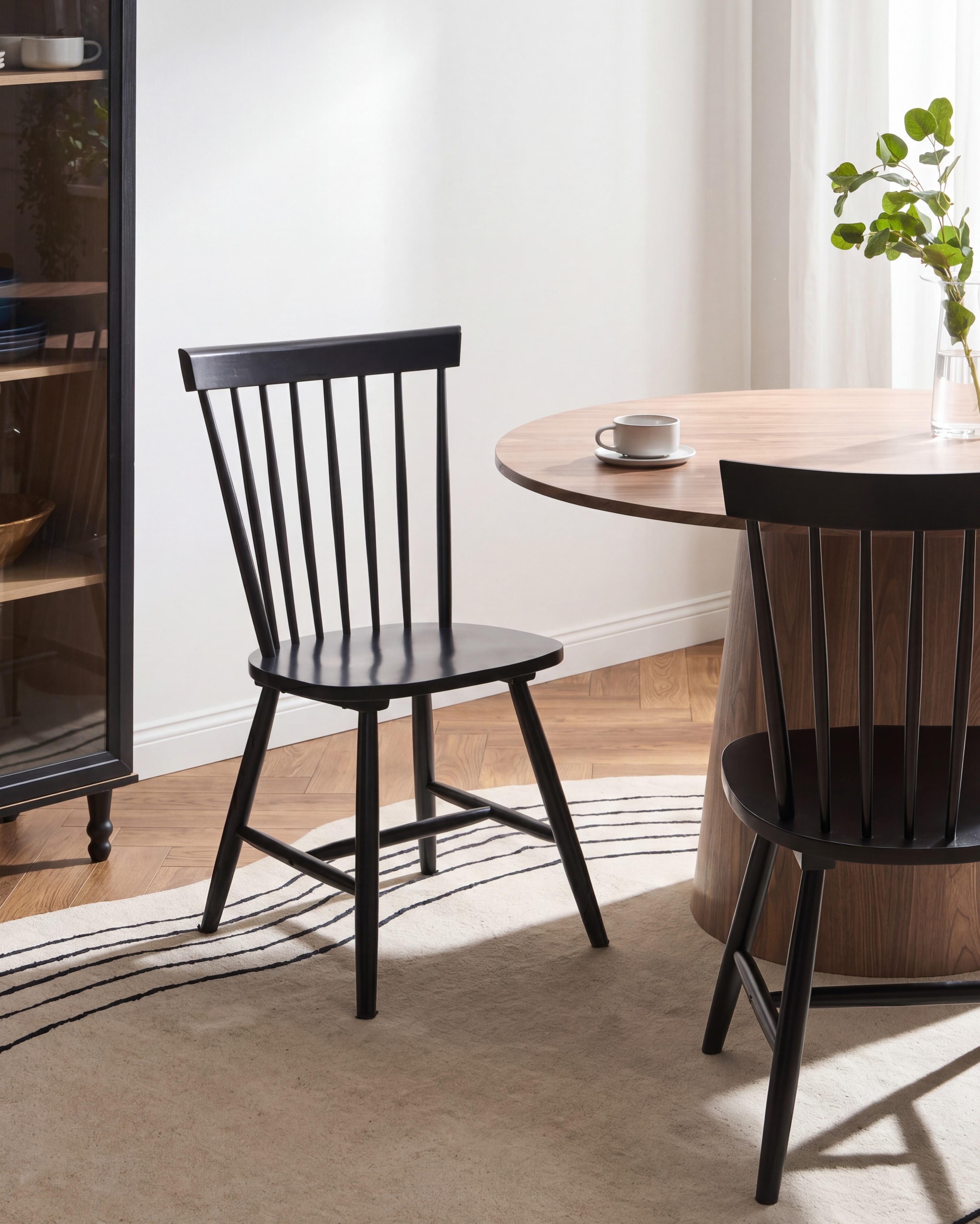 Set of 2 Dining Chairs BURGES Wood Black