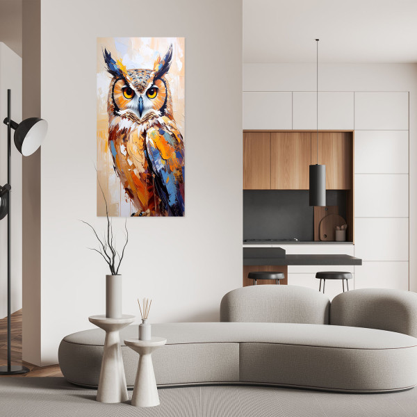 Naklejka na ścianę do salonu Feeby Sowa Ptak Natura imitacja farby 40x80