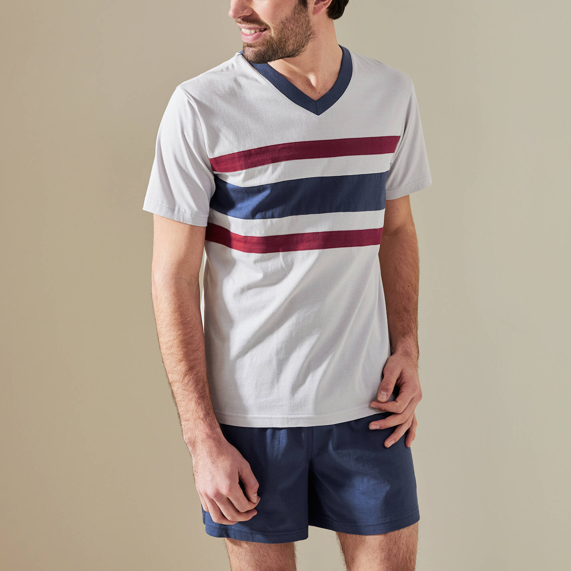 Pyjama short tricolore - lot de 2
