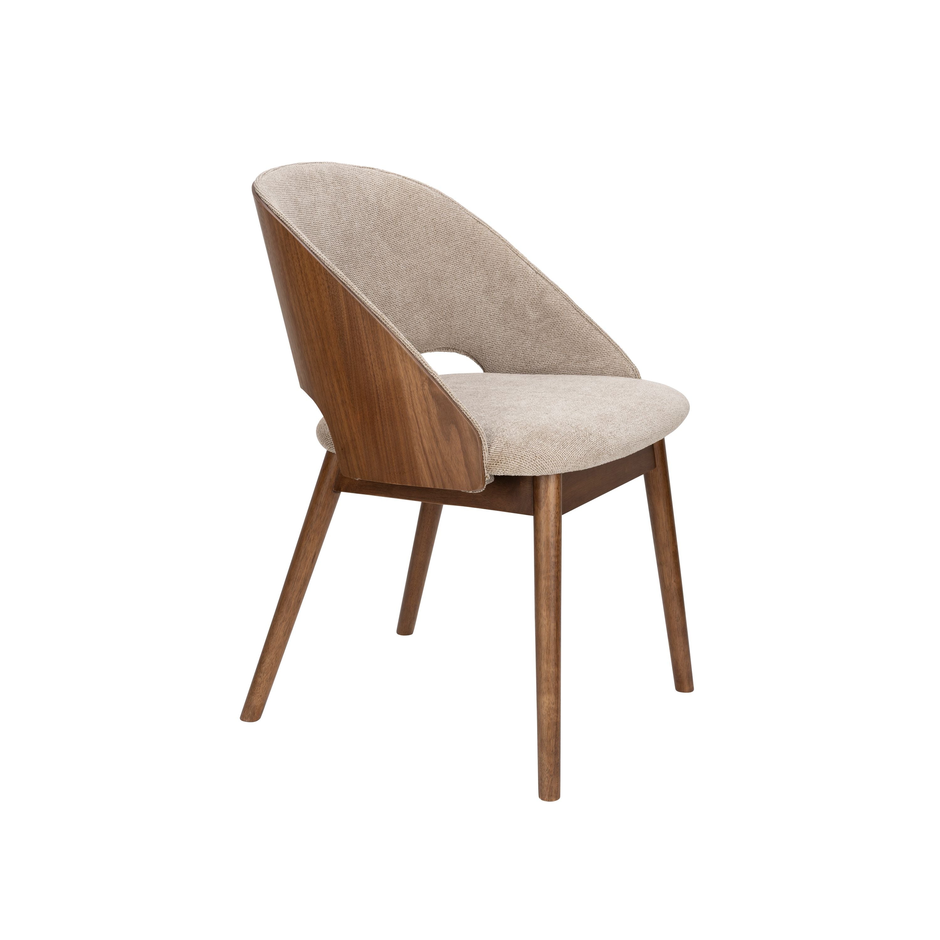 Dutchbone Velore Eetkamerstoel Walnoot/ Beige