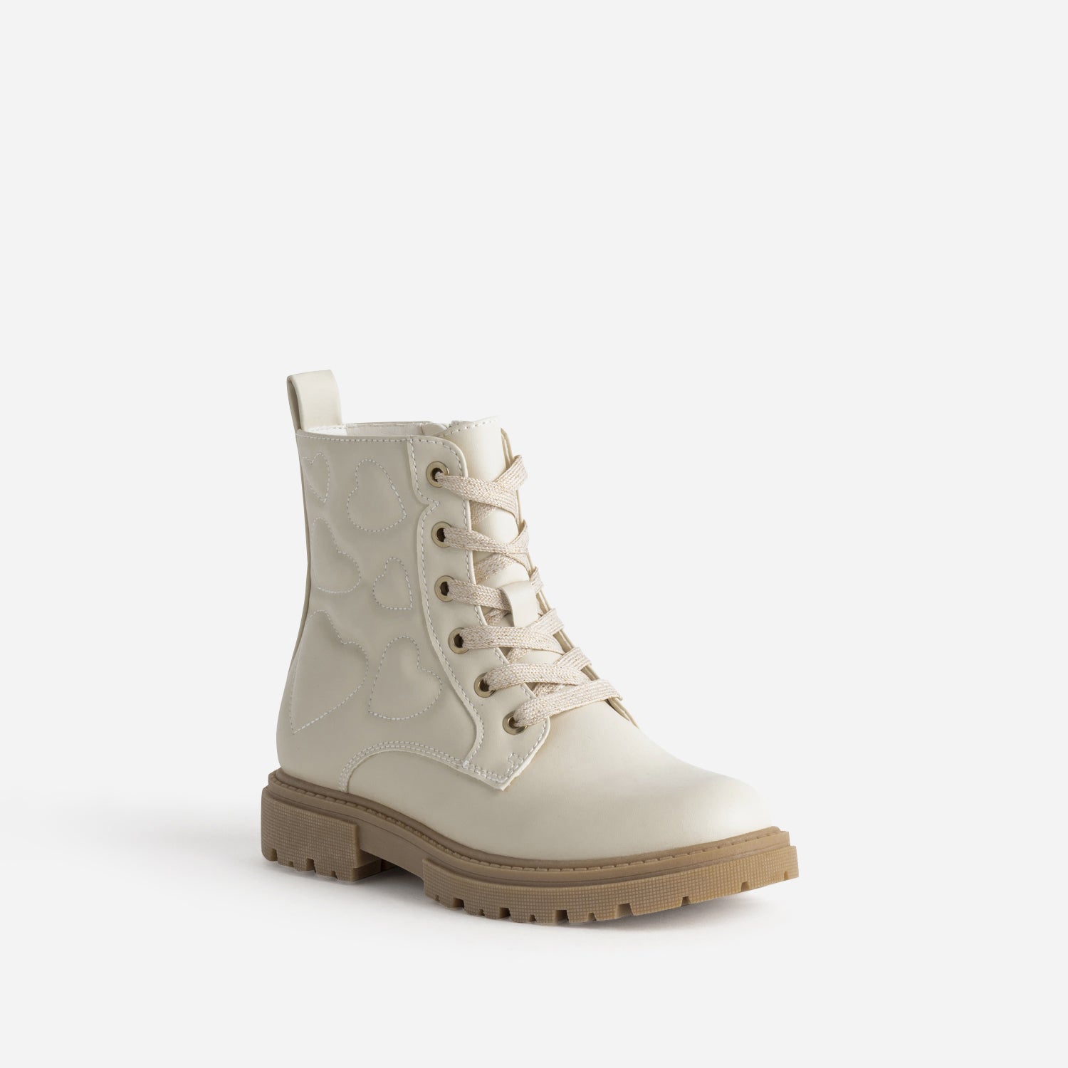 ​Boots à lacet BUGGY beige matelassage cœurs