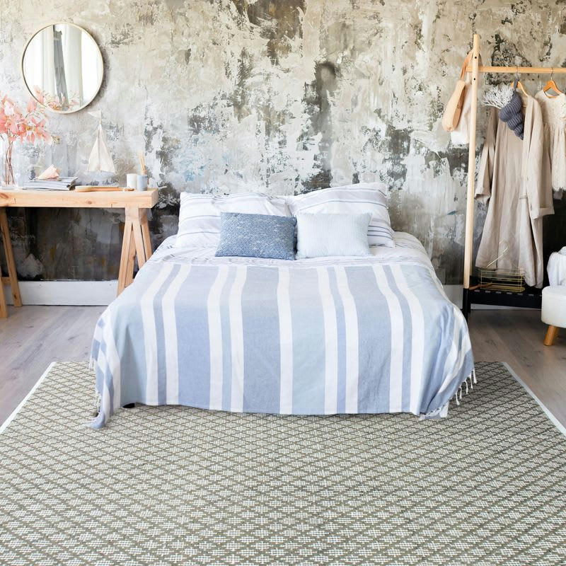 TERRA - Tapis 100% coton blanc/écru-sable 190x290