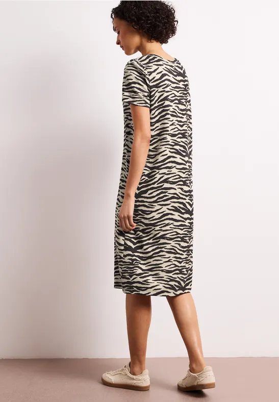Knielanges Kleid mit Zebra-Print