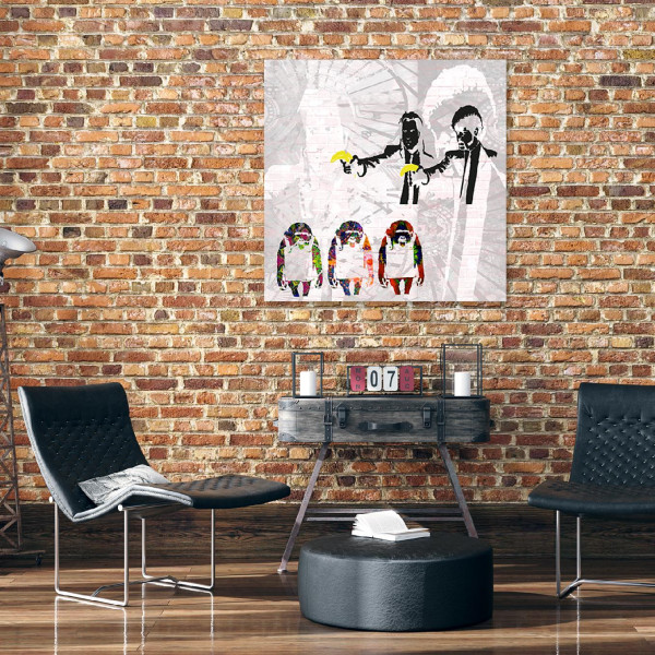 Feeby Obraz na płótnie, Banksy Pulp Fiction i małpy 30x30