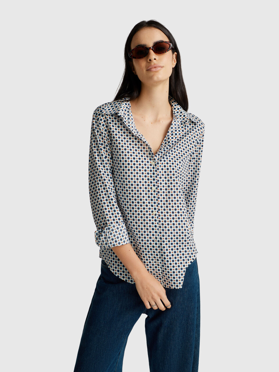 Patterned shirt in lightweight cotton
