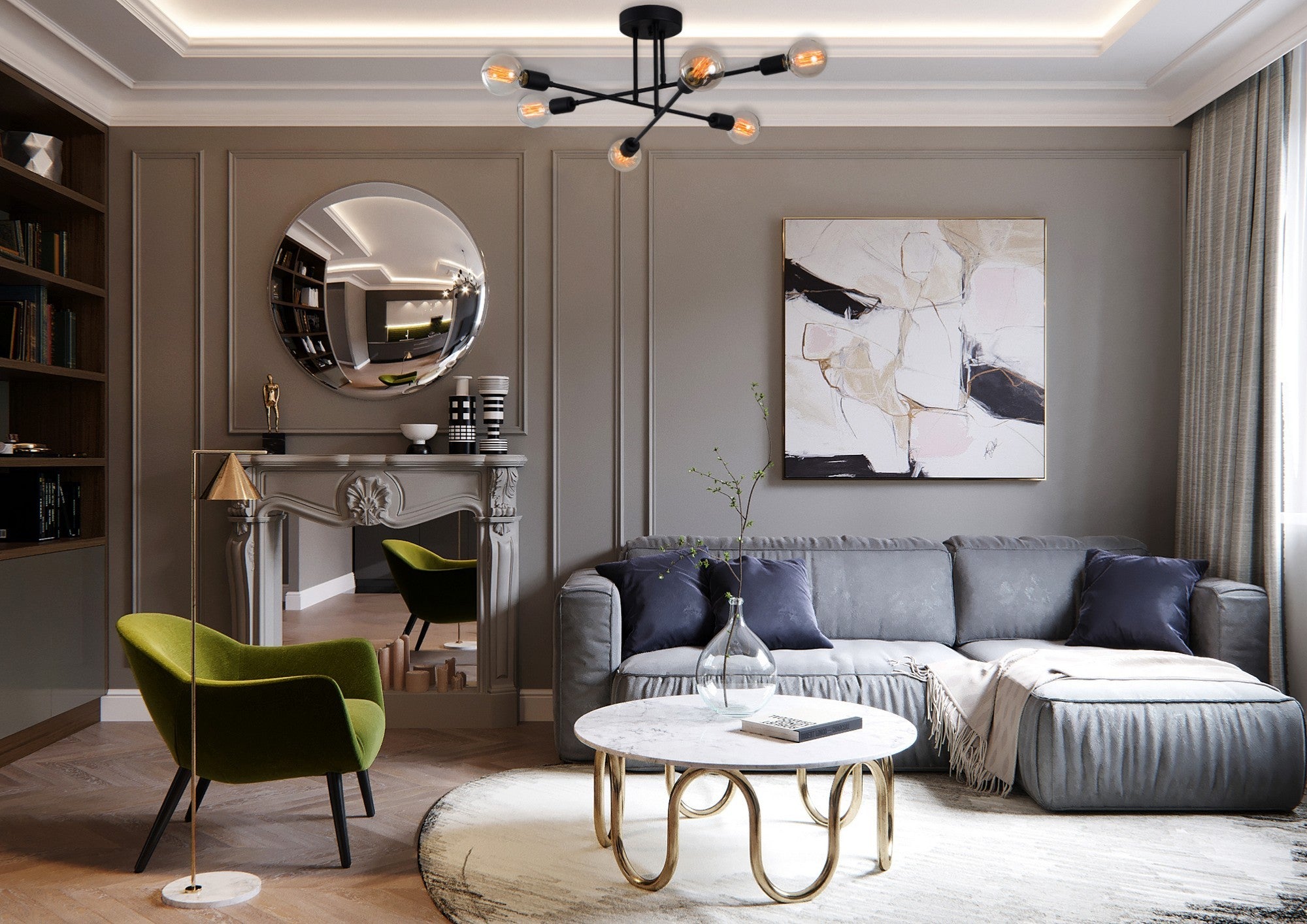 Asir Kroonluchter - Zwart - 64 x 30 x 64 cm