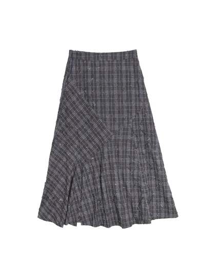 Checked A-line Skirt - 25WDK325C