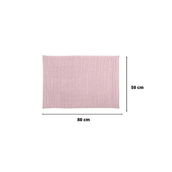 Lot de 2 Tapis de bain Microfibre CHENILLE 50x80cm Rose Pastel MSV