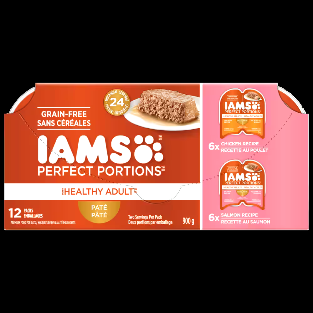 IAMS Perfect Portions Grain-Free Chicken & Salmon Wet Cat Food, 12-Pk, 900-g