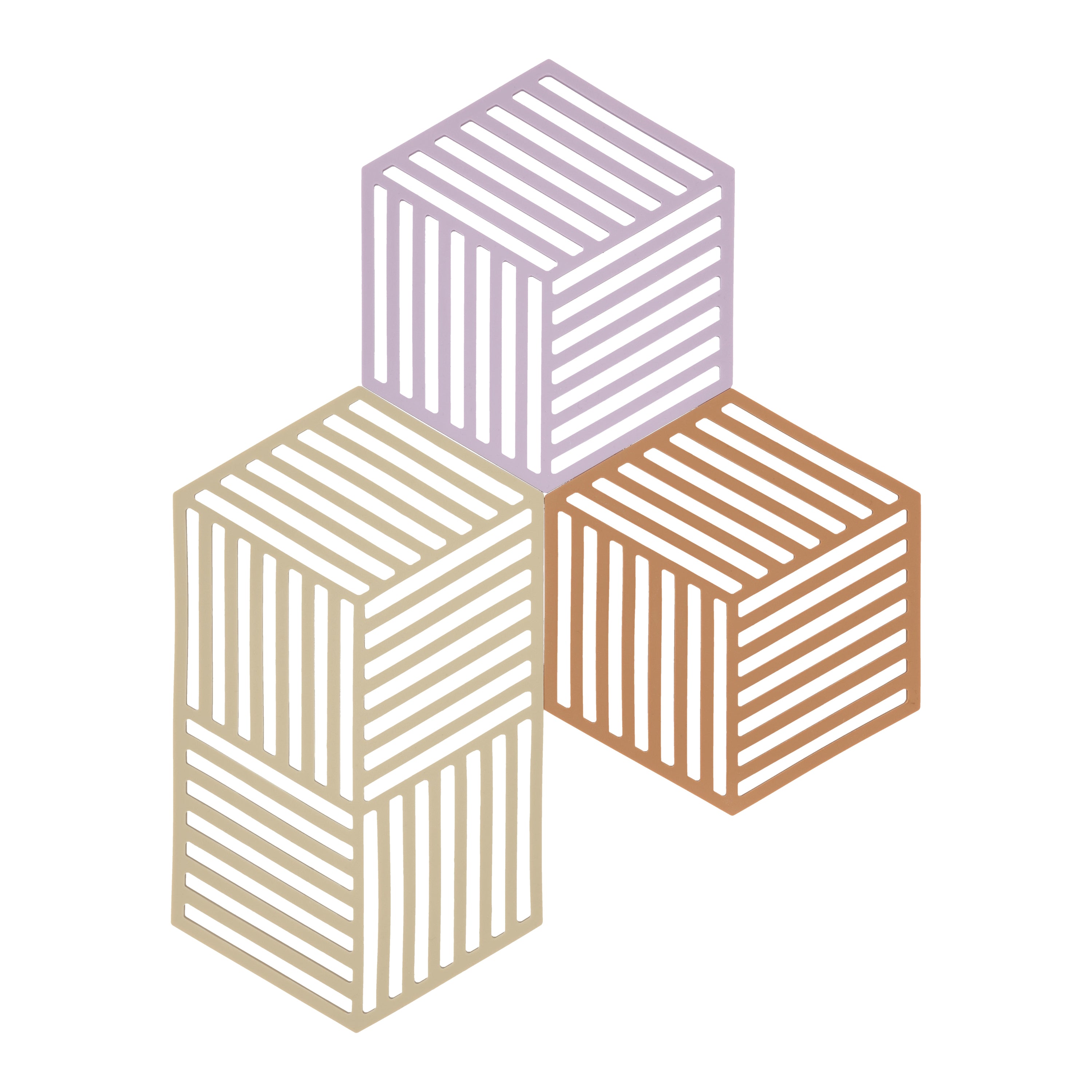 Zone Denmark Hexagon Onderzetter - Set van 3 - Lupine/Warm Sand/Light