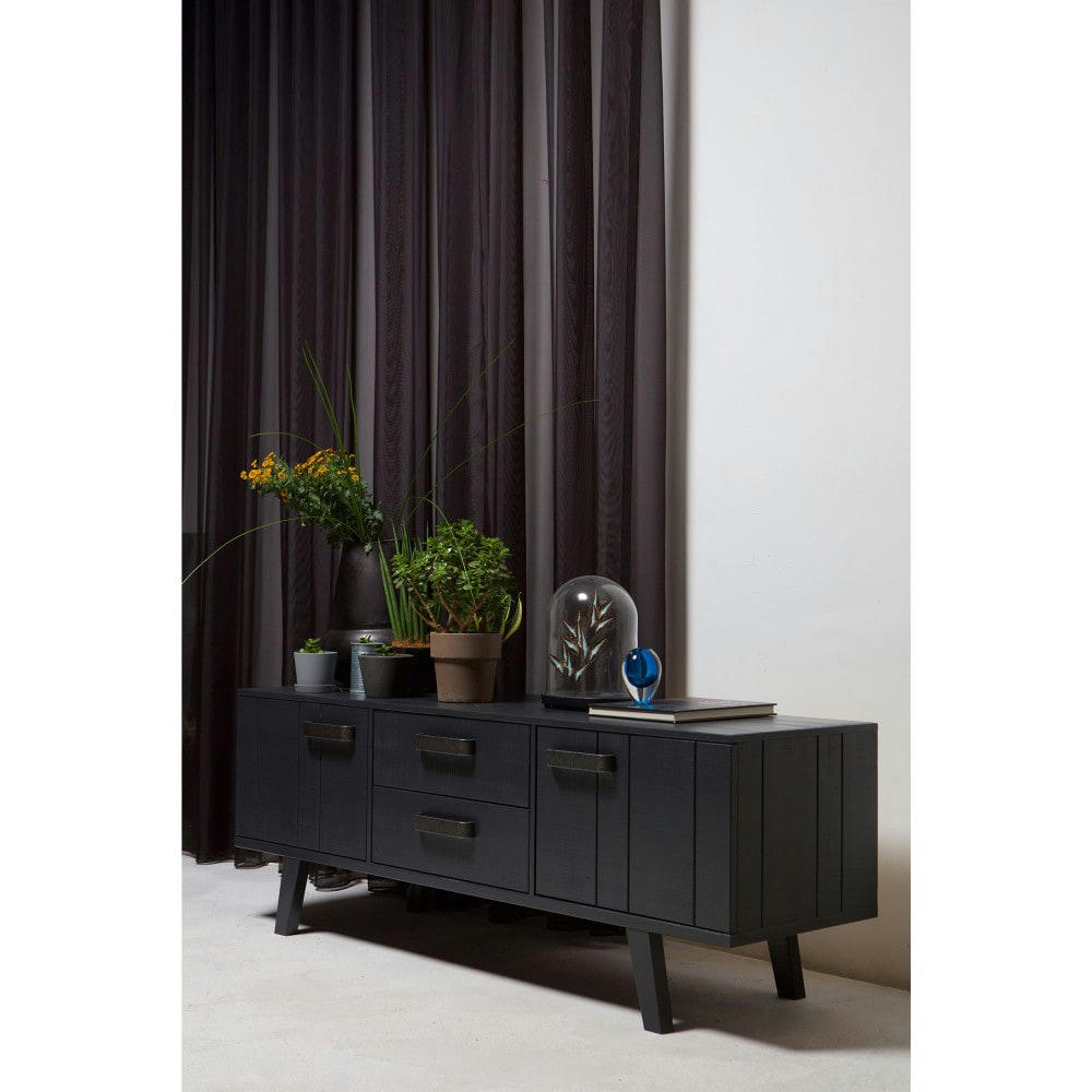 WATCH - Meuble TV en pin massif noir