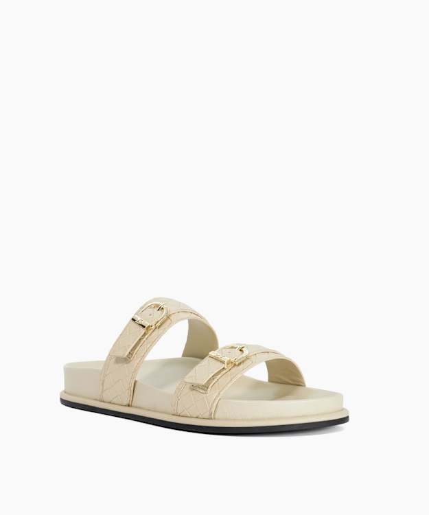 Lissons Ecru - Double Strap Slip-On Sandals