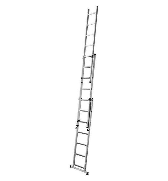 Echelle transformable 3 plans 3x7 échelons 4,2m/5,1m en aluminium Hailo Hobby
