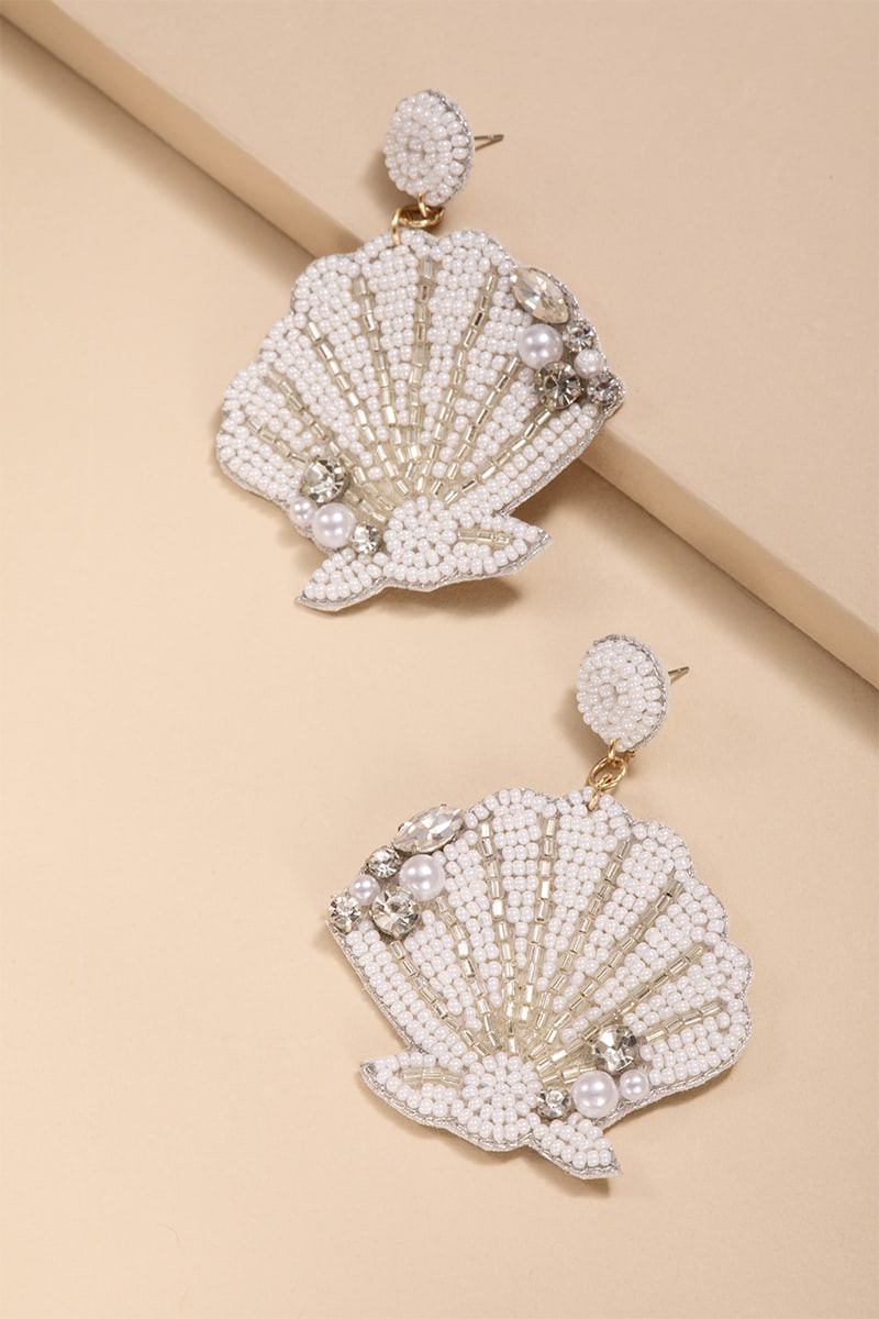 Cheryl Beaded Shell Drop Earrings