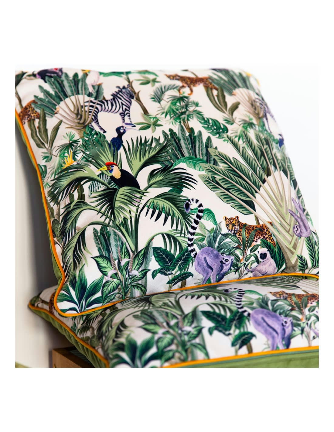 COUSSIN DÉCO - JUNGLE - Coussin garni en velours imprimé 45x45