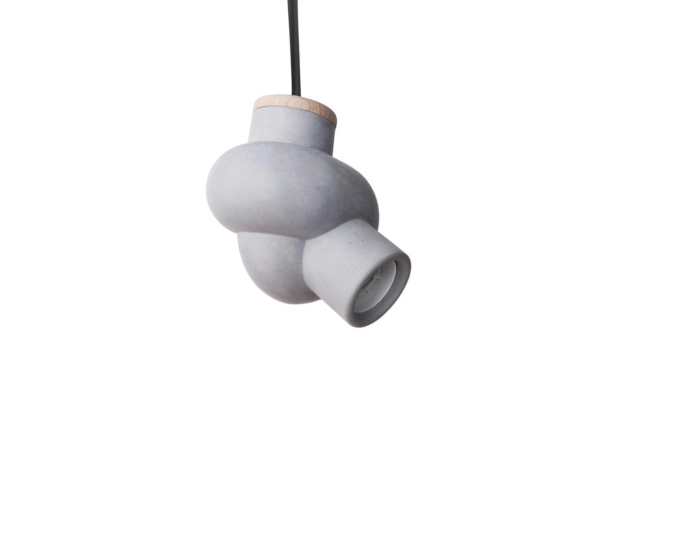 NOEUD - Lampe à suspendre en béton et bois cordon noir